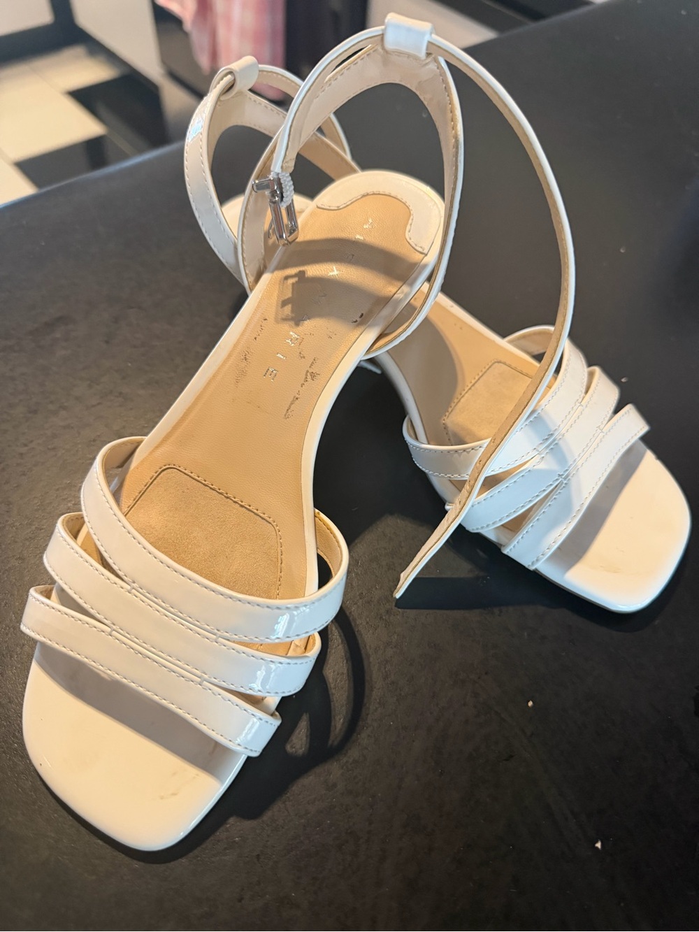 Women's White Strappy Low Heel Sandals